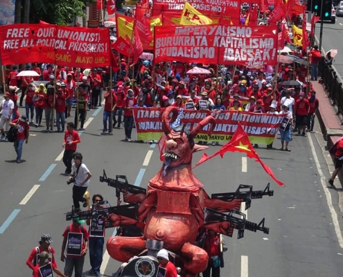 Workers and other toiling people march along Manila's main avenues on International Workers Day 2019. Photo by Lito Ocampo/KMU
