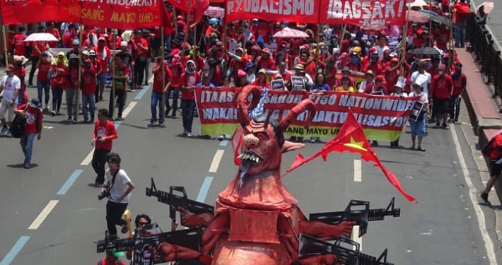 Workers and other toiling people march along Manila's main avenues on International Workers Day 2019. Photo by Lito Ocampo/KMU