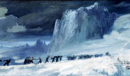 Red Army on the snow-capped mountains during the Long March